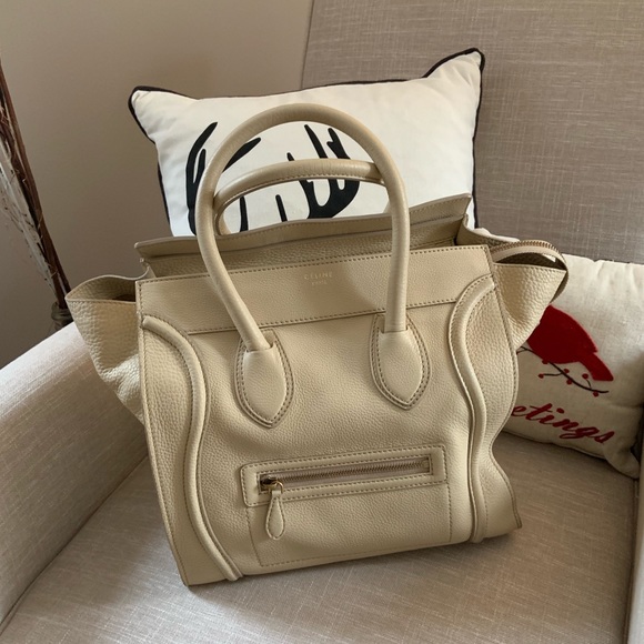 Celine Handbags - CELINE Mini Luggage Bag Cream Pebbled Leather 🎁